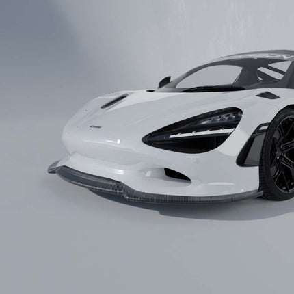 McLaren 750S carbon fibre front splitter installed