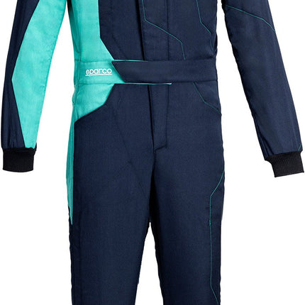 Sparco Sprint Advanced asymmetric overall dark blue petrol green 106448DBGR front