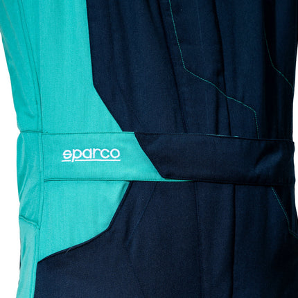 Sparco Sprint Advanced asymmetric overall dark blue petrol green 106448DBGR side