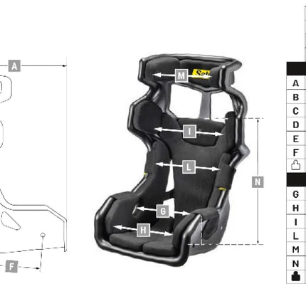 Sabelt Spine Racing Seat dimensions