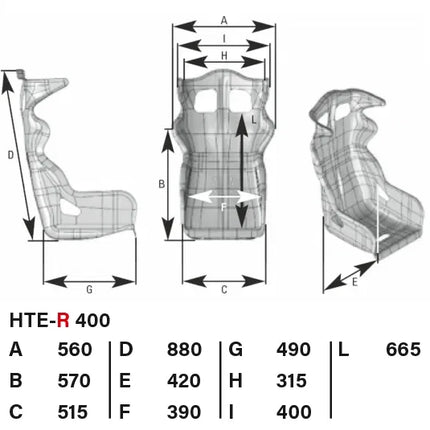 OMP HTE-R 400 Racing Seat with Steel Bracket KA2311, view 3