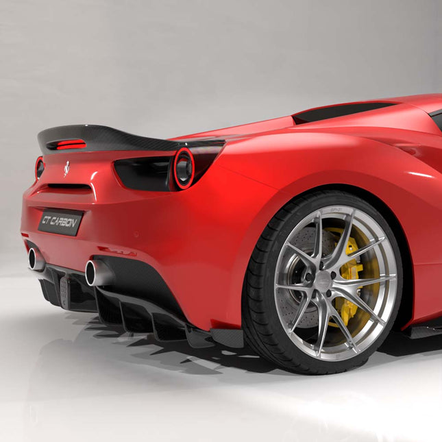 Ferrari 488 GTB diffuser close up carbon weave