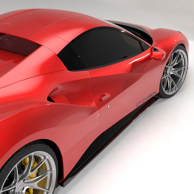 Ferrari 488 carbon fibre side skirt fitted