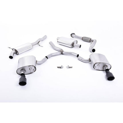 Milltek SSXAU607 Cat-Back Exhaust with Cerakote Black Tips for Audi A4 B9 2.0 TFSI