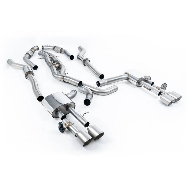 Milltek Sport Cat-Back Exhaust with Brushed Titanium GT-115 Tips for Audi S8 D5 2020 to 2022 (SSXAU945)