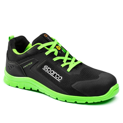 Sparco Practice Rinus S1PS Mechanics Shoes - Black/Fluo Green