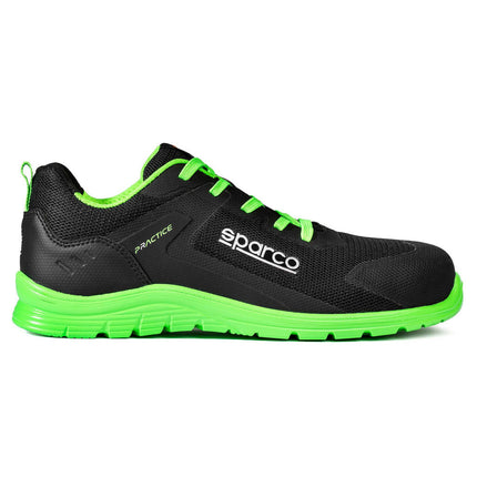 Sparco Practice Rinus S1PS Mechanics Shoes - Black/Fluo Green