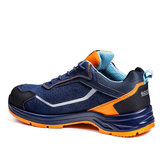 Sparco Indy Meteor Gulf S1PS Mechanics Shoes - Navy Blue/Fluo Orange
