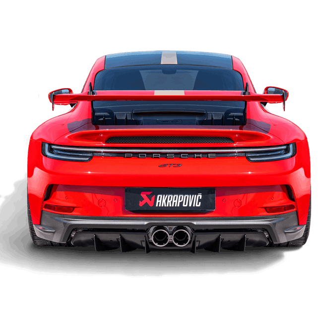 Akrapovic 992 GT3 matte carbon diffuser detail