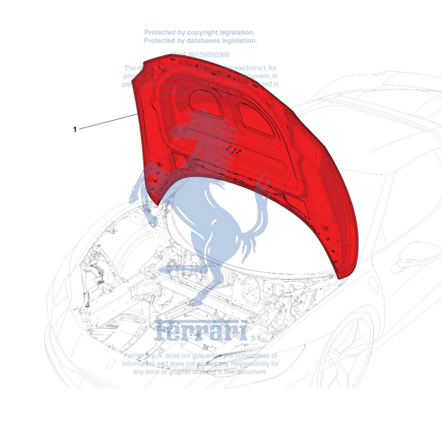 Ferrari 296 GTB GTS Front Hood, OEM, Part Number: 985952573