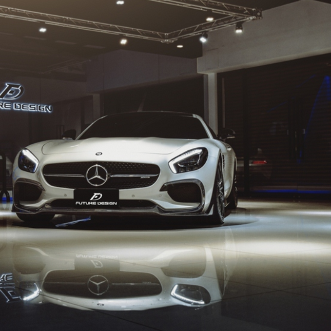 Future Design RT Style Carbon Fiber Front Lip Splitter for Mercedes-AMG GT / GT S / GT C C190, image 8