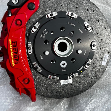Ferrari F8 Tributo / 488 GTB Spider Brake Set Complete, Ceramic, Red Caliper, OEM, Part Numbers: 785609, 785828, 879837, 879845