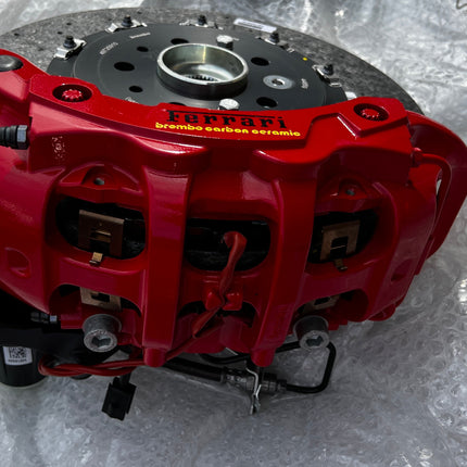 Ferrari F8 Tributo / 488 GTB Spider Brake Set Complete, Ceramic, Red Caliper, OEM, Part Numbers: 785609, 785828, 879837, 879845