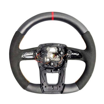 Lamborghini Urus matte carbon fibre Alcantara flat bottom steering wheel front view
