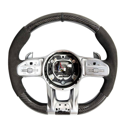 Mercedes-AMG Alcantara Carbon Fibre Steering Wheel BENZFBACPB front view