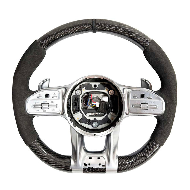 Mercedes-AMG Alcantara Carbon Fibre Steering Wheel BENZFBACPB front view