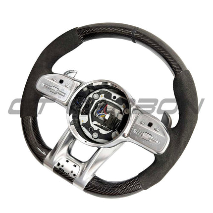 Mercedes-AMG Alcantara Carbon Fibre Steering Wheel BENZFBACPB detail view
