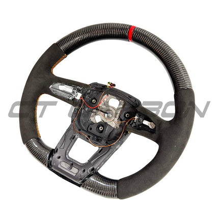 Lamborghini Urus Carbon Fibre Alcantara Flat Bottom Steering Wheel red stitching detail