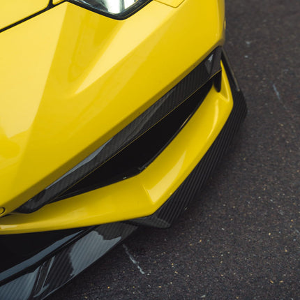 Lamborghini Huracan LP-610 carbon fibre front bumper trim, angle view