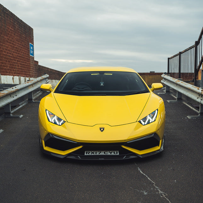 Lamborghini Huracan LP-610 carbon fibre front bumper trim installed detail