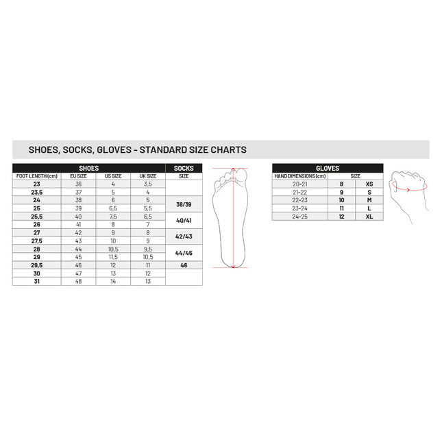 Sabelt gloves size chart