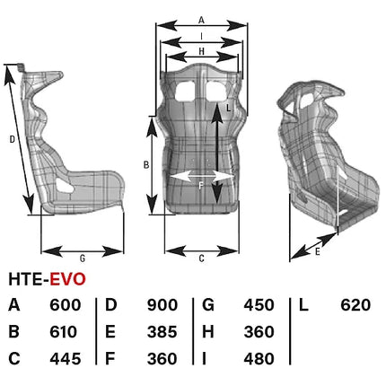 OMP HTE-EVO seat dimensions