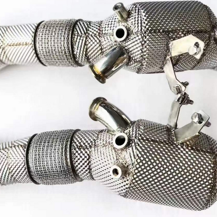 Ferrari SF90 Stradale Spider Catless Downpipe Exhaust with Heat Protector, Aftermarket