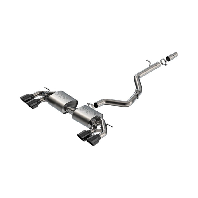 Borla 141029BC S-Type Cat-Back Exhaust with Black Chrome Tips for VW Golf R Mk8 (2022-2025)