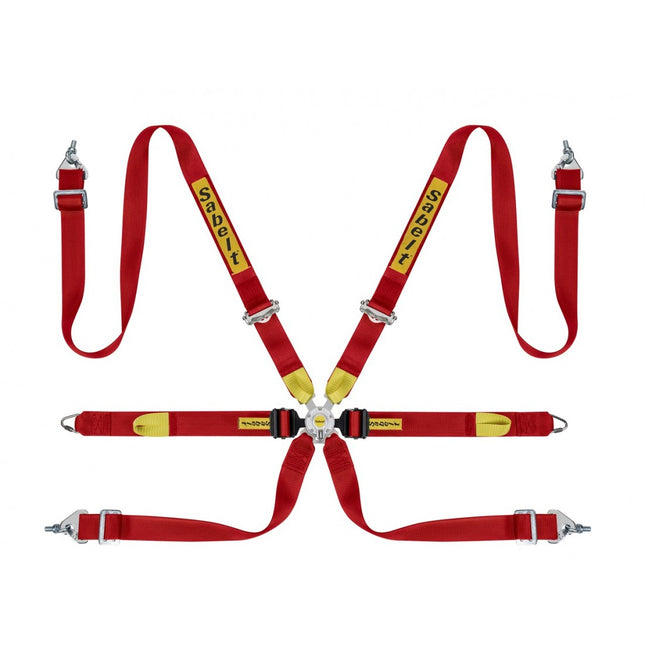 Sabelt FIA 8853-2016 6-Point Saloon Racing Harness, Red (X210A622SD2F)