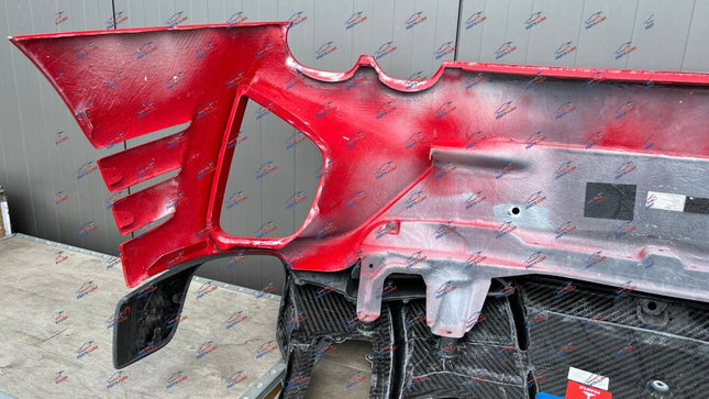 Ferrari 812 Competizione Rear Bumper with Diffuser, Carbon Fiber, Red, OEM, Part Number: 985851642, view 14