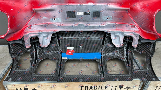 Ferrari 812 Competizione Rear Bumper with Diffuser, Carbon Fiber, Red, OEM, Part Number: 985851642, view 10
