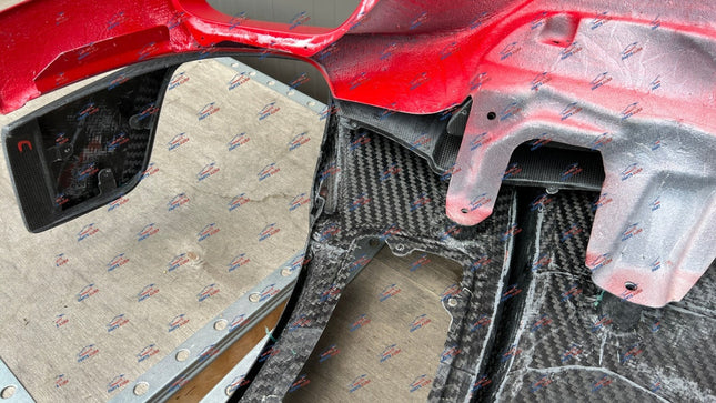 Ferrari 812 Competizione Rear Bumper with Diffuser, Carbon Fiber, Red, OEM, Part Number: 985851642, view 11