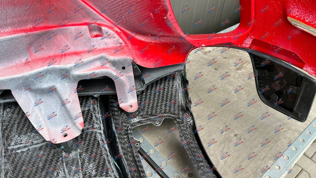 Ferrari 812 Competizione Rear Bumper with Diffuser, Carbon Fiber, Red, OEM, Part Number: 985851642, view 12