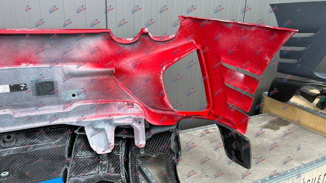 Ferrari 812 Competizione Rear Bumper with Diffuser, Carbon Fiber, Red, OEM, Part Number: 985851642, view 9