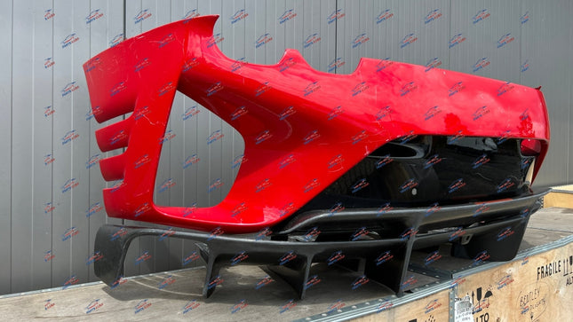 Ferrari 812 Competizione Rear Bumper with Diffuser, Carbon Fiber, Red, OEM, Part Number: 985851642, view 2