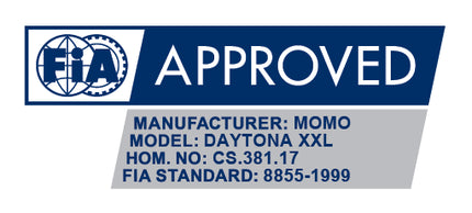 MOMO Daytona EVO XXL FIA homologation label