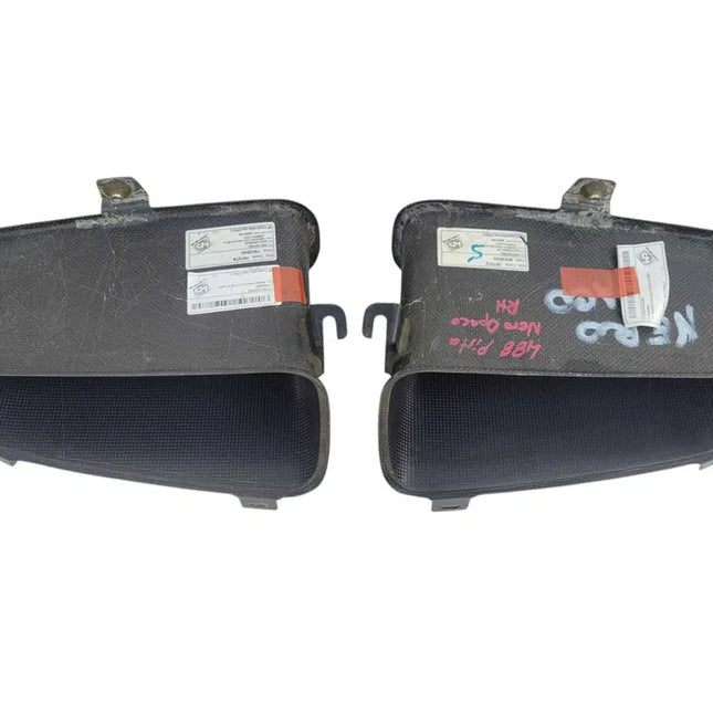 Ferrari 488 Pista Complete Air Outlet Duct Insert, Rear Bumper, Carbon, OEM, Part Number: 865303, 767076, 865309, 767072