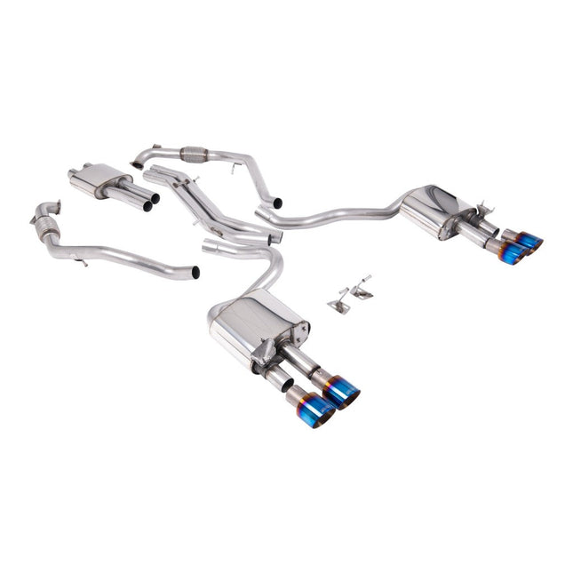 Milltek SSXAU1123 Cat-Back Exhaust 2.5" (Blue Titanium GT-100 Trims) for Audi S5 (B9) 2017+