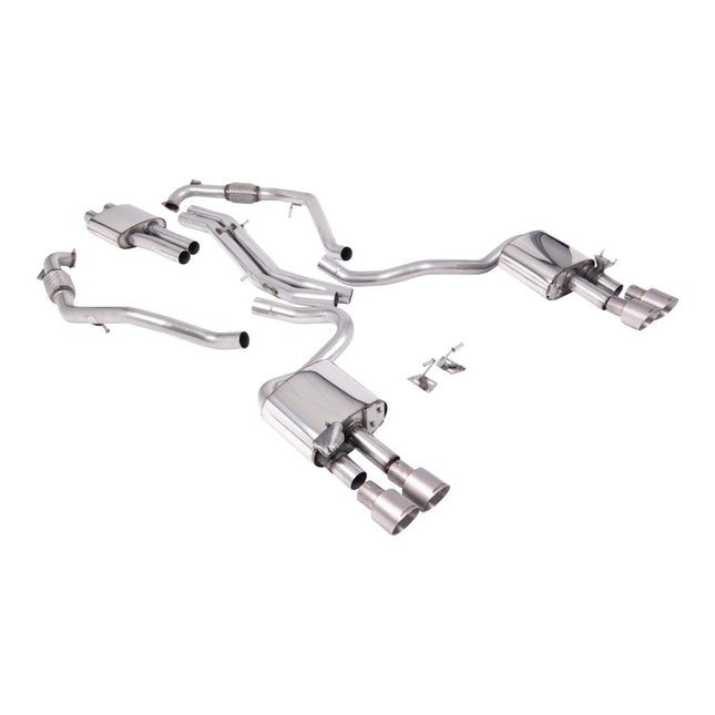 Milltek SSXAU1165 Cat-Back Exhaust 2.5" Quad GT-100 Brushed Titanium Trims for Audi S5 Coupe / Sportback (B9) RHD
