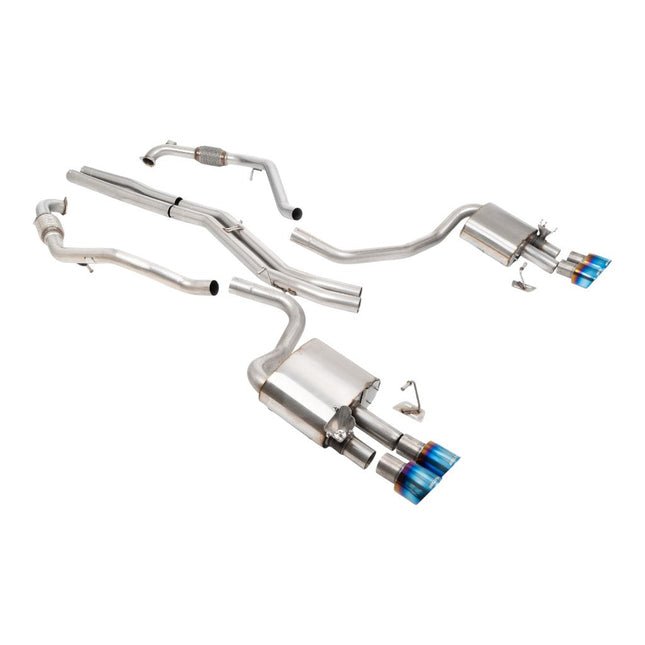 Milltek SSXAU1201 Cat-Back Exhaust 2.5" Quad GT-100 Blue Titanium Trims for Audi S5 Sportback (B9) RHD