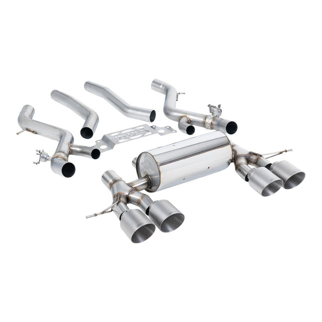 Milltek SSXBM1283 Filter-Back Exhaust 3" Brushed Titanium GT-115 Trims for BMW M2 (G87) OPF/GPF