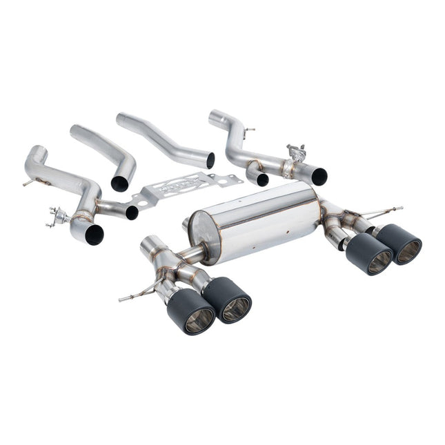 Milltek SSXBM1285 Filter-Back Exhaust 3" (Carbon JET-115 Trims) for BMW M2 (G87) OPF/GPF