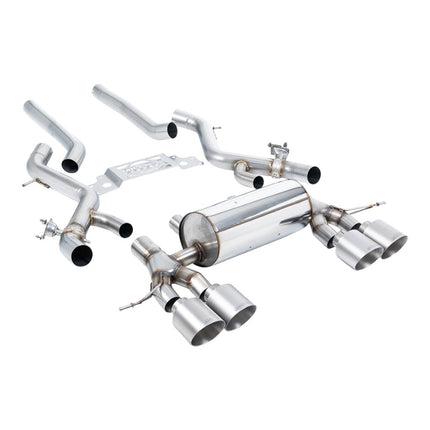 Milltek SSXBM1303 Secondary Cat-Back Exhaust 3" (Brushed Titanium GT-115 Trims) for BMW M2 (G87) Non-OPF/GPF