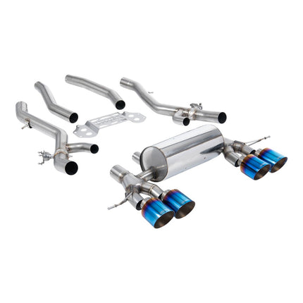 Milltek SSXBM1320 Secondary Cat-Back Exhaust 3.15" (Blue Titanium GT-115 Trims) for BMW M3 (G80/G81) / M4 (G82)