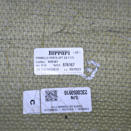 Ferrari SF90 Stradale Door Trim Cover, Carbon Fiber, Left and Right, OEM, Part Number: 876212, 876167