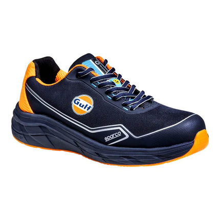 Sparco Mirage Gulf S1PS Mechanics Shoes - Navy Blue/Fluo Orange