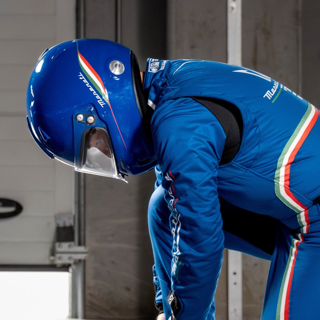 Sparco Maserati Corse Full Face Helmet worn by driver